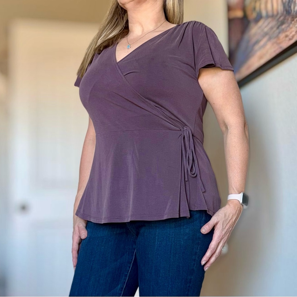 Wrap Purple Women's Top - Picture 3 of 11